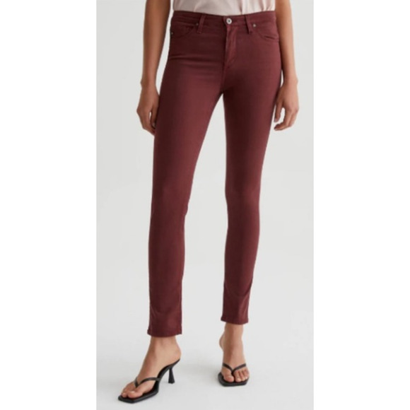 AG Adriano Goldschmied Women's Maroon the Abbey Ankle Jeans Size 26 MSRP$170 - Picture 1 of 7